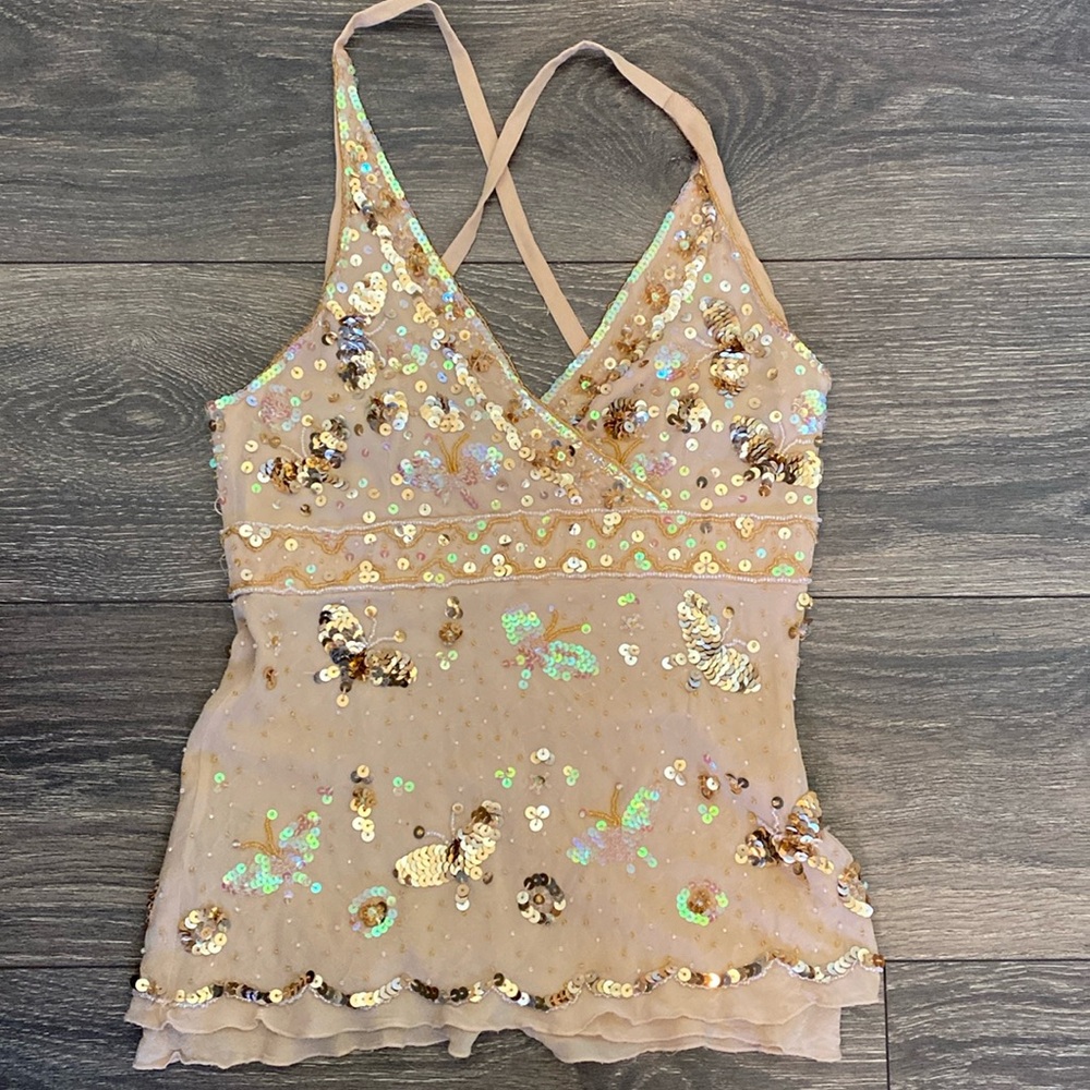 Early 2000s BeBe Sequin Butterfly Top Size Small
